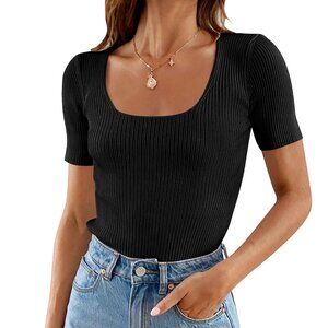 Zesica Ribbed Knit Short Sleeve